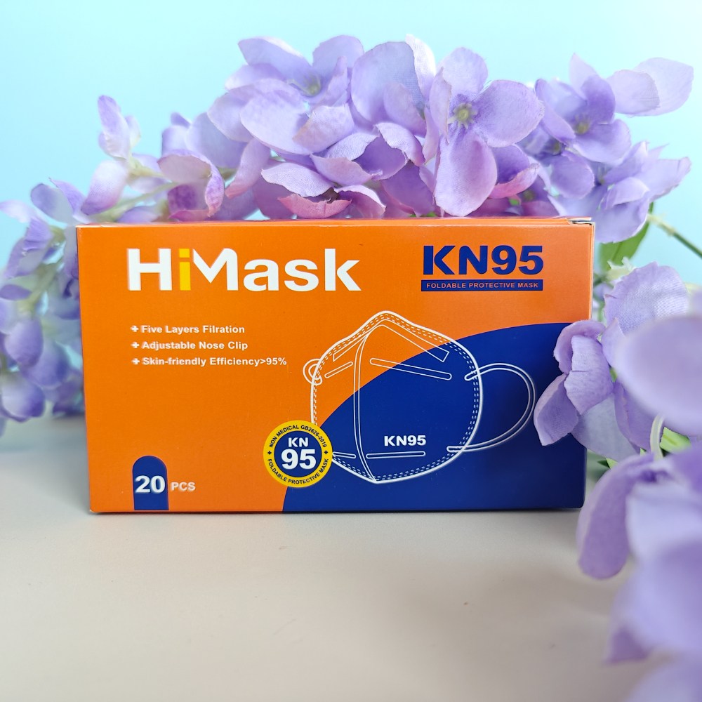 Himask 20 Count KN95 Face Mask Black Cup Dust Safety Masks Filter Efficiency≥95% Breathable Elastic Ear Loops Black Masks